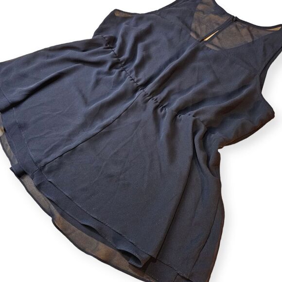 Torrid Black Chiffon Embellished Double Layer Peplum Tank Blouse 1x - Picture 8 of 11